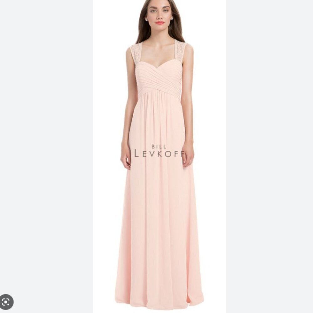 Bill Levkoff Pink Chiffon Sweetheart Neckline Gown  Bridesmaid Dress Style 1173‎